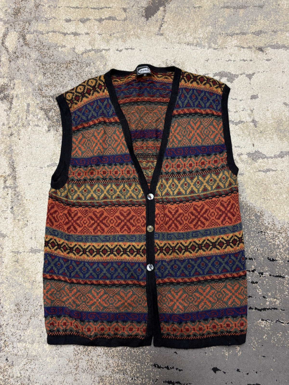 Vintage Denim Kamizelka sweterek vintage retro y2k 100% Alpaca, męskie w bardzo dobrym stanie rozmiar XL, widok z przodu