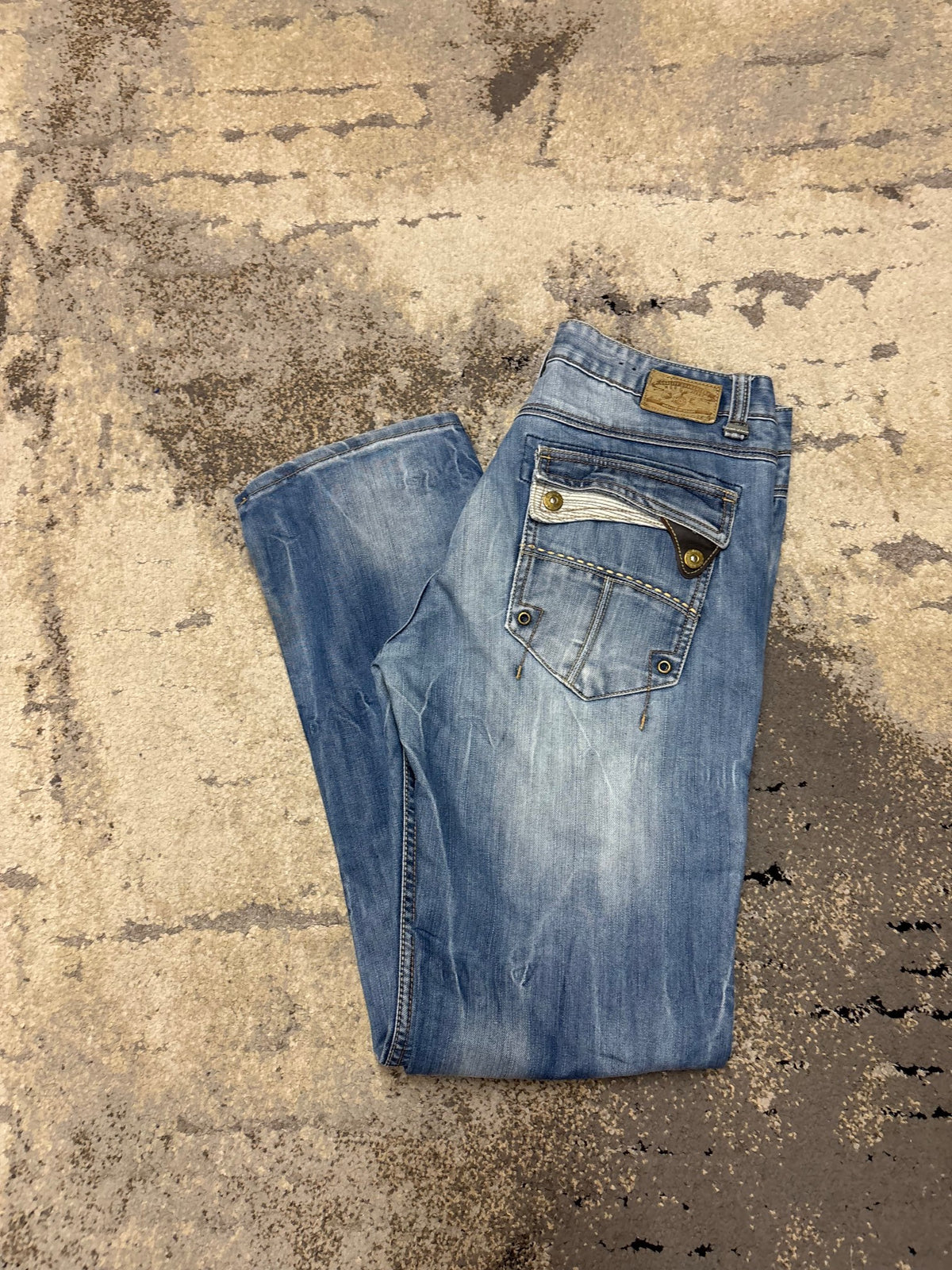 Japan Style Jeansy vintage retro y2k, męskie w bardzo dobrym stanie rozmiar L, detal
