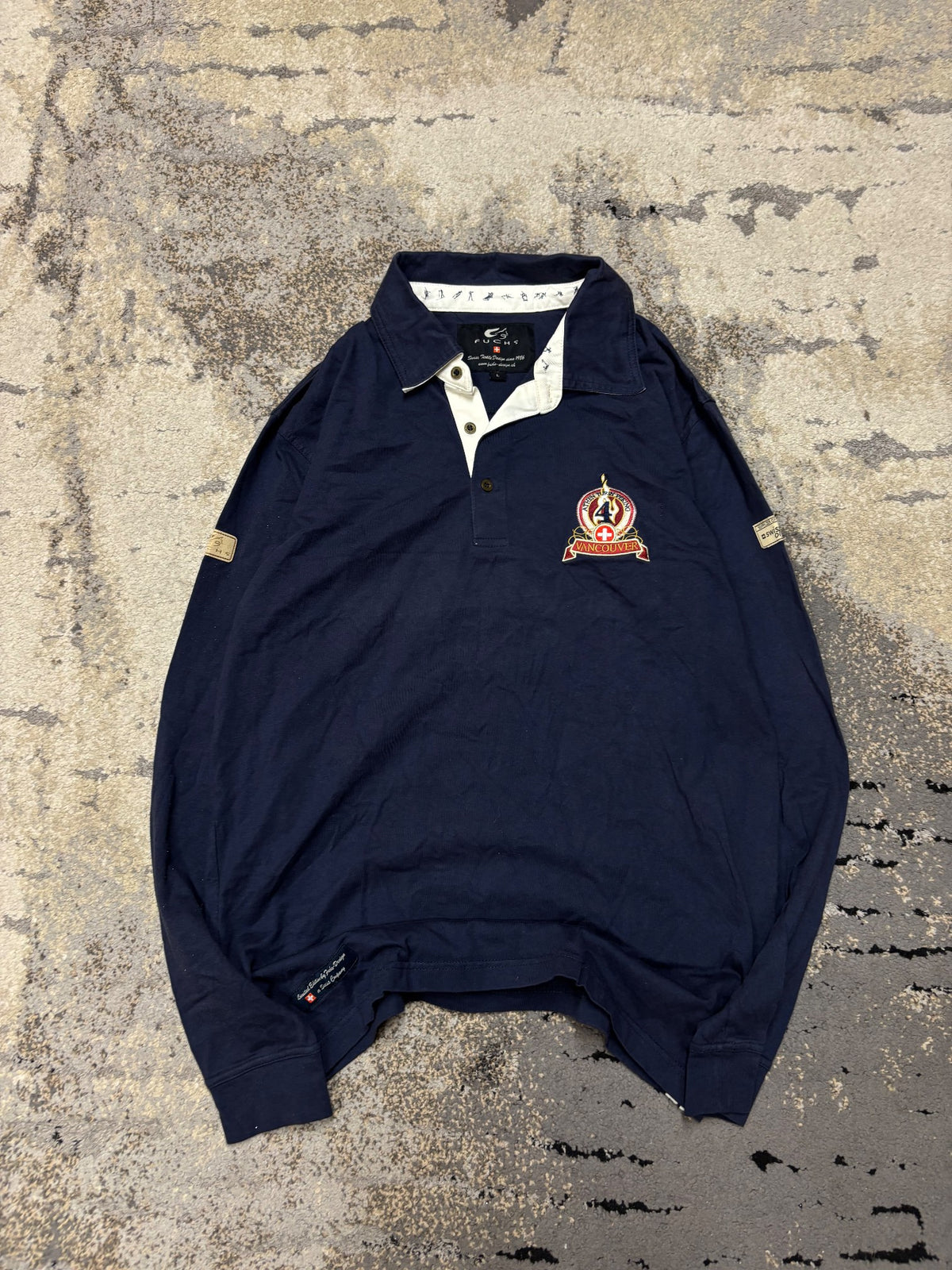 Japan Style Bluzka Polo vintage retro y2k, męskie w bardzo dobrym stanie rozmiar L, detal