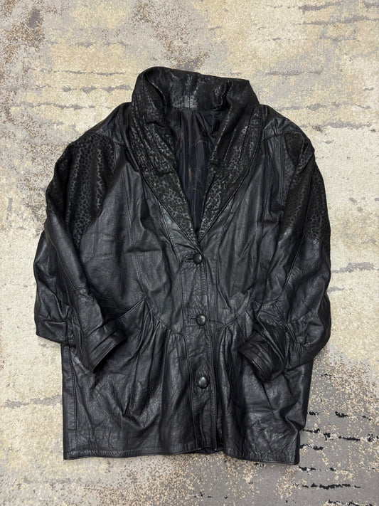 Vintage Denim Kurtka naturalna skóra vintage retro y2k, damskie w bardzo dobrym stanie rozmiar L, widok z przodu