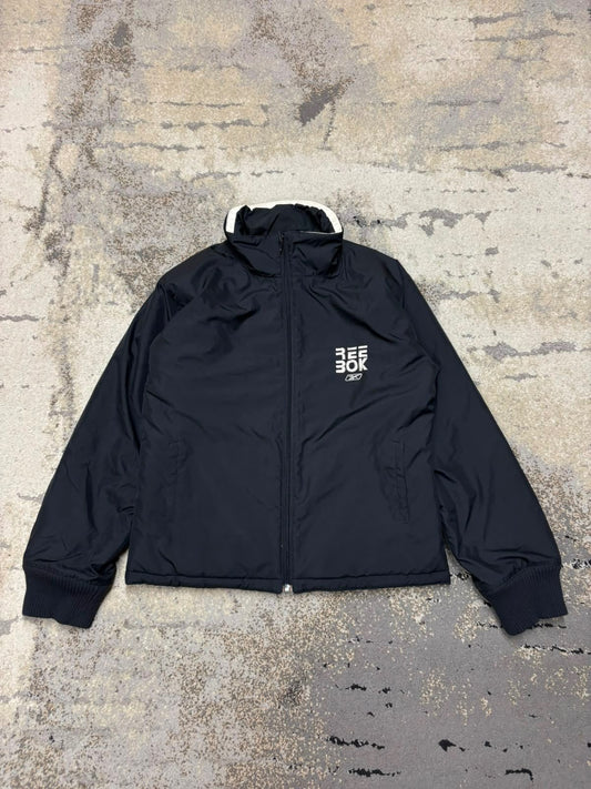 Kurtka ocieplana vintage retro Reebok haft Logo, męskie w bardzo dobrym stanie rozmiar S, widok z przodu