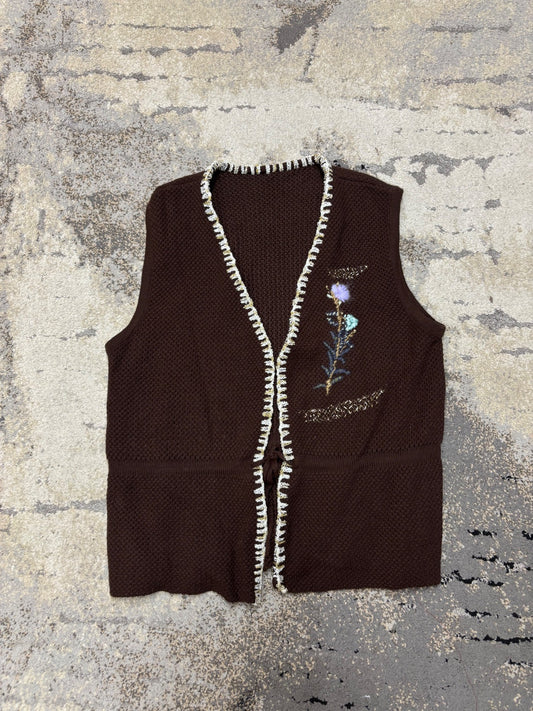 Japan Style Kamizelka sweterek vintage retro y2k, damskie w bardzo dobrym stanie rozmiar S, widok z przodu