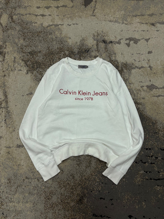 Bluza Calvin Klein crewneck, damskie w bardzo dobrym stanie rozmiar S, detal