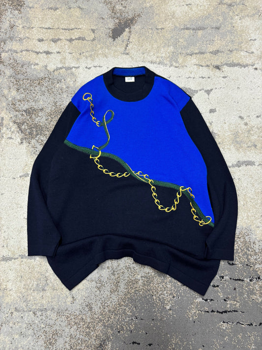 Japan Style Sweterek vintage retro y2k, męskie w bardzo dobrym stanie rozmiar L, detal