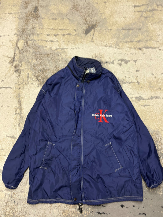 Kurtka vintage Calvin Klein, męskie w bardzo dobrym stanie rozmiar XL, widok z przodu