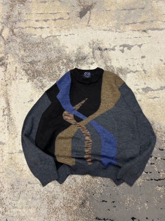 Japan Style Sweterek vintage retro y2k, męskie w bardzo dobrym stanie rozmiar M, widok z przodu