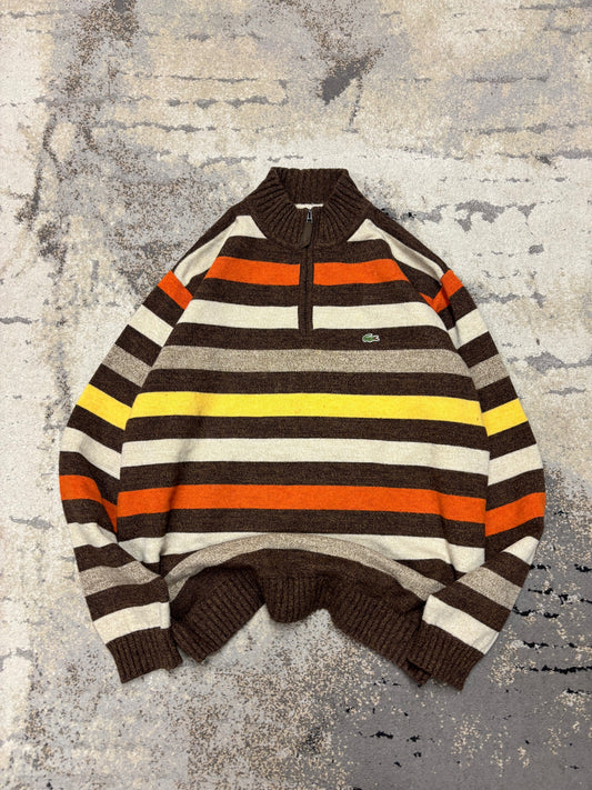 Sweter Lacoste Half zipp wełna z alpaki, męskie w bardzo dobrym stanie rozmiar XXL, widok z przodu