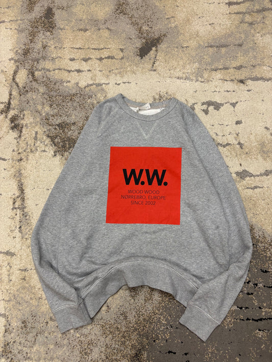 Bluza Wood Wood crewneck, męskie w bardzo dobrym stanie rozmiar L, widok z przodu