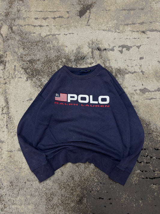 RALPH Ralph Lauren Bluza Ralph Lauren crewneck, damskie w bardzo dobrym stanie rozmiar XS, detal