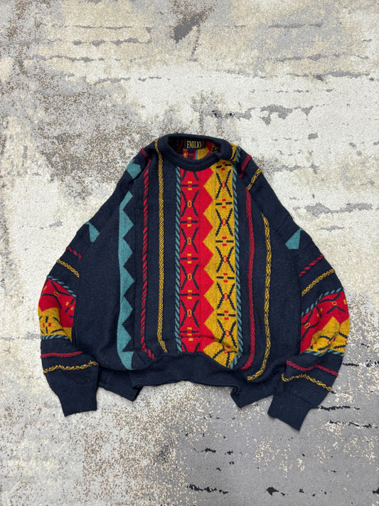 Japan Style Sweterek vintage retro y2k, męskie w bardzo dobrym stanie rozmiar M, widok z przodu