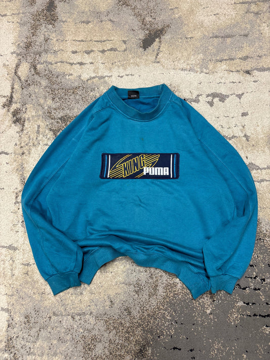 Bluza Puma crewneck vintage retro y2k, męskie w dobrym stanie rozmiar M, widok z przodu
