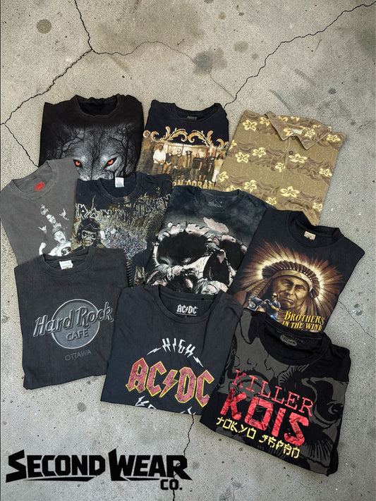 Box 10 szt koszulek vintage retro y2k (hard rock , AC/DC i inne) plus eBook gratis !!